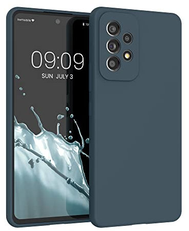 kwmobile Hülle kompatibel mit Samsung Galaxy A53 5G Hülle - Silikon Handy Case - Handyhülle weiche Oberfläche - kabelloses Laden - Dunkler Schiefer