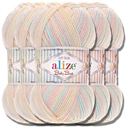 Hobby YARN Alize Baby Best Batik 5x 100g Türkische Premium Wolle Babywolle (6655)