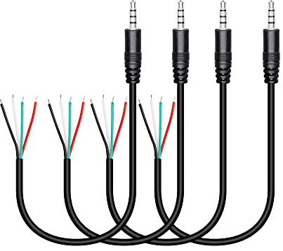 RIIEYOCA Paquete de 4 cables de audio estéreo macho de 3,5 mm a cable desnudo, TRRS de 1/8 pulgadas de 4 polos mono macho a cable de audio abierto