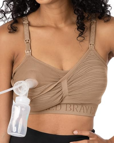 Kindred Bravely Sublime Pumping Bra Hands Free, Adjustable Pumping & Nursing Bra with EasyClip for All Breast Pumps (Latte, Large)