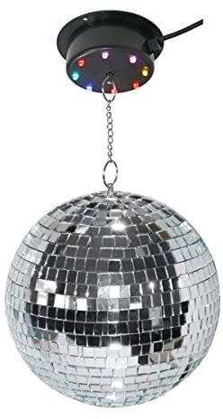 Diskokugel Set 20cm .- Spiegelkugel mit Motor (Mit LED Motor (bunt))