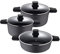 SAN IGNACIO Bistro | Batería de Cocina | Set de 3 Cazuelas de 20, 24 y 28cm de Diámetro con Tapa de Vidrio | Fabricadas con Aluminio Fundido | Juego de Cacerolas | Aptas para Todo Tipo de Cocinas