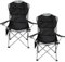 Taylor & Brown Set of 2 Deluxe Folding Camp Chair - Portable Chairs with Cup Holder, Mesh Side Pocket & Bag Perfect for Camping, Festivals, Garden, Caravan Trips, Fishing, Beach & BBQs - Black/Grey