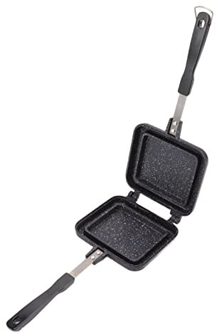 Doppelseitige Bratpfanne, antihaftbeschichtet, Doppelpfanne, einfach zu wenden, Omelettpfanne für Kuchen, Toast, Sandwich, Frühstück, Pfannkuchen, Pfanne für drinnen und draußen, 35,1 x 15 cm