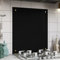 BELOFAY 50x60cm Black Tempered Glass Splashback for Kitchen 6mm Toughened Glass Heat Resistant Splashbacks for Cookers | Pre-Drilled Holes with Fittings