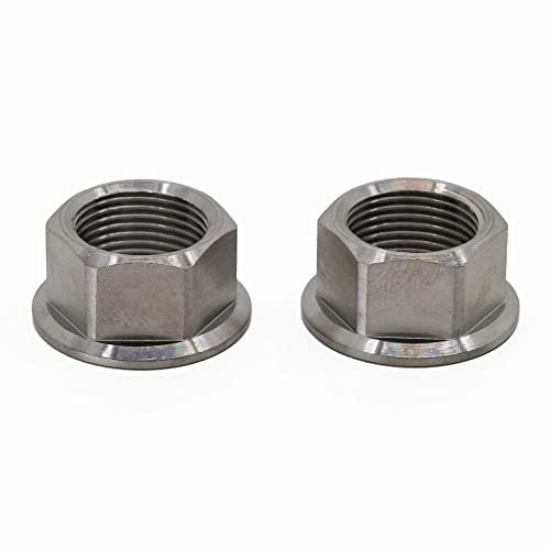 M14 x 1mm Ti Titanium BMX 14mm Wheel Nuts, 17mm Hex Flange Head, MTB