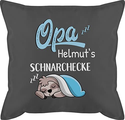 Kissen 50x50 - Opas Schnarchecke Faultier - Geschenk Opa Geschenkidee Opi Weihnachten Geburtstag - 50 x 50 cm - Grau - für schnarchkissen Schnarchen Name kissenbezüge personalisierte Geschenke