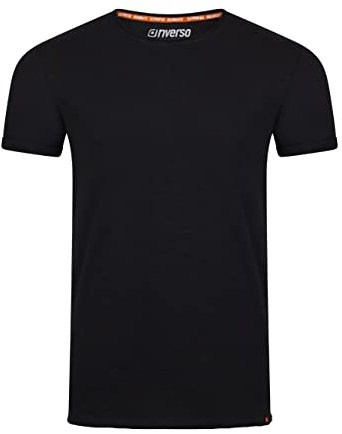 riverso Tshirt Herren Regular Fit RIVLenny Rundhals Kurzarm Sommer Tee Shirt leichte Baumwolle Flammgarn Einfarbig Schwarz 3XL, Größe:3XL, Farbe:Black