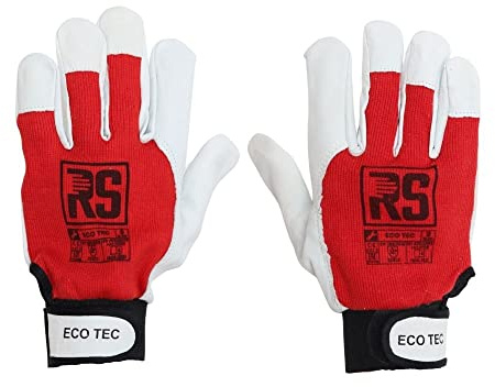 RS Arbeitshandschuhe 6 Paar Montagehandschuhe Ziegenleder Handschuhe Lederhandschuhe Mit Klettverschluss Schnittbeständig Präzise Baumwolle Größe 8 Eco Tec