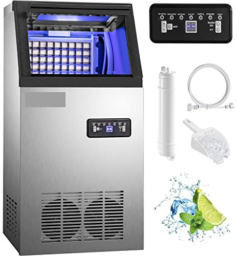 Commercial Ice Cube Maker 40KG 50KG 60KG 68KG/24H Ice Cube Machine High Ice Yield&Storage Home Appliance For Bar Cafeteria (Color : 40KG)