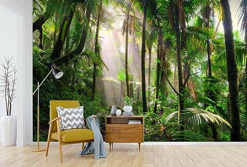 Maßgeschneiderte 3D-Tapete für Küche Tropischer Wald Tapete Kleister Sonnige Wälder Landschaft Fototapeten Küche Esszimmer Wanddekoration 430x300cm