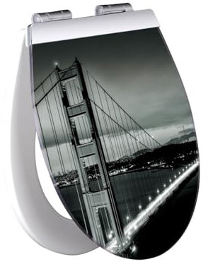 Primaster WC-Sitz mit Absenkautomatik Brücke weiß und Beleuchtung Toilettensitz