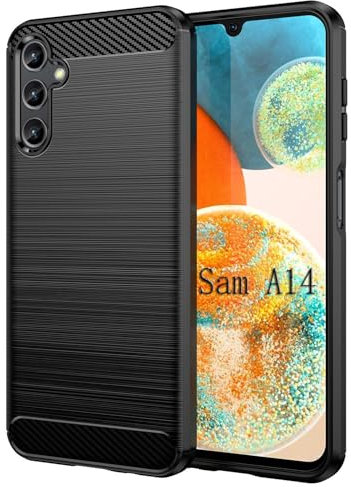 betterfon Hülle für Samsung Galaxy A14 Handyhülle Carbon Handy Tasche in Samsung Galaxy A14 Schwarz