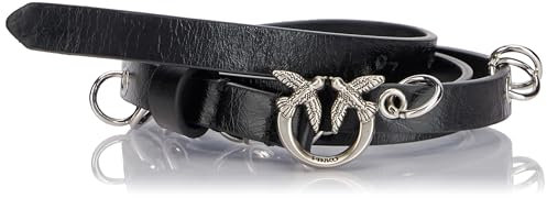 Pinko Love Berry H1 Belt Vit.Vintage+Piercing Cintura, Z99O_Nero-Old Silver, L Donna