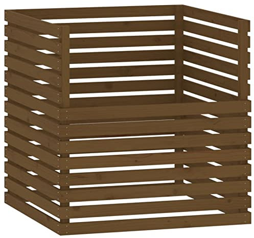 Homgoday Komposter braun 100 x 100 x 102 cm aus massivem Kiefernholz, Möbel für Haus Innen Außen Wohnzimmer Schlafzimmer