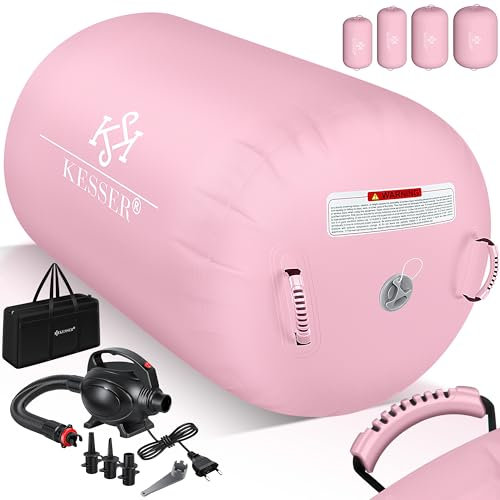 KESSER® Air Roll Airtrack - Rollo inflable, incluye bolsa de transporte y bomba de aire eléctrica, barril de gimnasia, rollo de yoga, rollo de fitness, 120 x 90 cm
