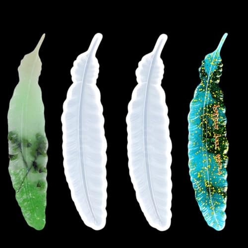 HyzaPhix 2pcs Feder Silikonform Lesezeichen Gießform Leseratten Epoxidharz Formen Silikon Feather Bookmark Silicone Mold für DIY Lesezeichen Schmuck Handwerk (Feder)
