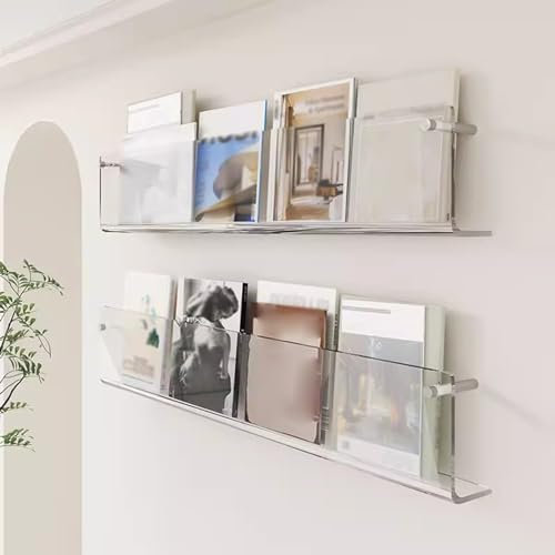 Zeitschriften Prospekthalter Acryl-Magazinständer Wandhalterung, Tragbarer Klarer Literatur-Organisator Broschürenhalter Kit - 40 50 60 70 80 90 100 110 120 Cm Breit, Comic-Zeitschriften Shows Pamphle