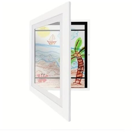 Frilla Bilderrahmen für Kinderzeichnungen aus Echtholz | Bilderrahmen Kinderzeichnungen A4 | Kinder Kunst Rahmen aufklappbar A4 | FRAMELET (Weiß)