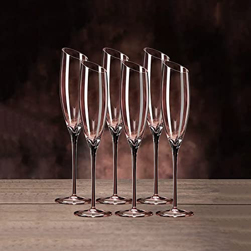 Coupes de Champagne Ensemble de 6 verres à champagne inclinés verre à vin mousseux de luxe léger flûte à champagne en verre de cristal for la maison, le bar, les occasions spéciales Flûtes à Champagne