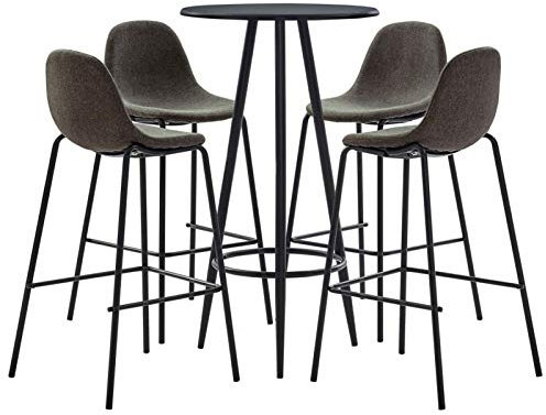 ZEYUAN 5-TLG. Bar-Set Stoff Dunkelgrau Bartisch Mit Barhocker Set, Hochtisch Mit Stühlen Set, Esstisch Mit Stühlen, Küchentheke Mit Hocker, 3051126