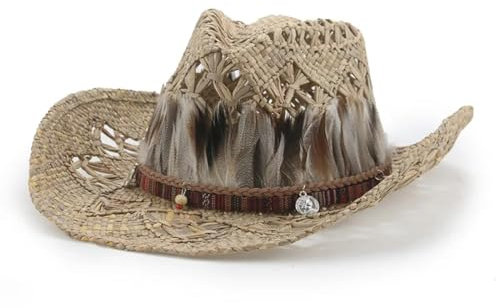 SOYNIA Sonnenhut Strohhut Hut Strohhüte Für Frauen Mann Hut Western Cowboy Strand Eimer Hut Raffia Sommer Strohhalm Frauen Hüte 56-58Cm 4