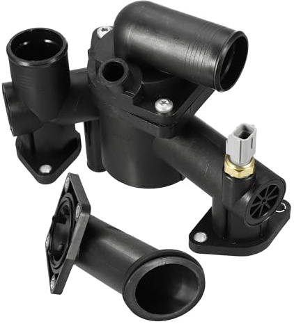 Hihaha Assemblaggio Termostato Motore Per Jaguar XK8 03-06 1 Pezzo | Plastica, Nero, AJ89486, 22.5X18X10.5Cm E 10X11.5X10.5Cm, Regola Automaticamente Flusso Acqua Raffreddamento, 2 Pin
