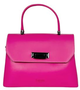 Cheval Firenze Bolso de mano Victoria, piel auténtica, fabricado en Italia, fucsia