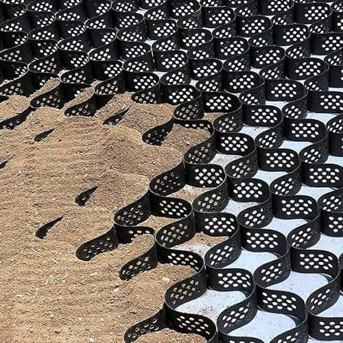SSDDLZEQ Garten-Stützmauer-Gitter-Stabilisator-Bodengitter, Robustes Geocell-Gittergitter aus schwarzem Kies, Stabilisierungsgitter for Einfahrten und Wege(2m x 6m (6.5FT x 19.5FT))