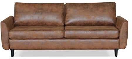 Lisa Design Dan - Einzelsofa 3-Sitzer Schlaffunktion - industrieller Stil - mit Bettkasten Aufbewahrung Braun