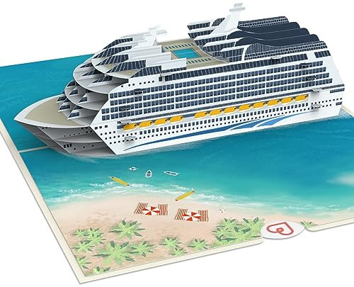 papercrush® Pop-Up Karte Kreuzfahrtschiff - 3D Geburtstagskarte, Gutschein für Kreuzfahrt, Geldgeschenk für Schiffsreise & Flitterwochen, Reisegutschein mit Schiff, Besonderes Geschenk für Kreuzfahrer
