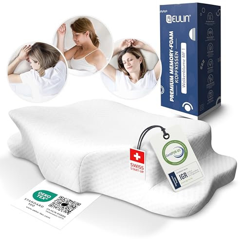 EULIN® KOPFKISSEN - Orthopädisches Kissen für ergonomischen Tiefschlaf - Premium Memory Foam Nackenkissen – Nackenstützkissen IGR Zertifiziert