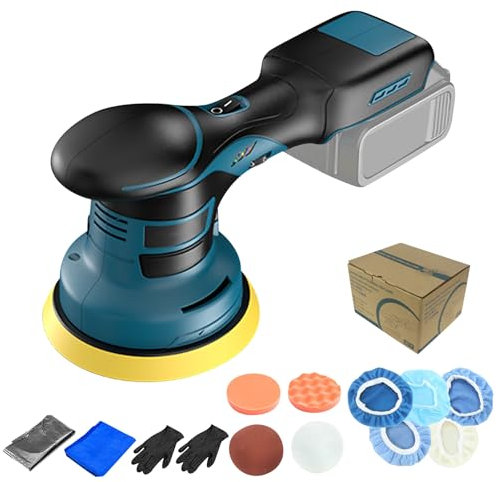 Poliermaschine Kompatibel mit Makita 21V Lithium-Akku, 15cm Auto Poliermaschine mit 12 Aufsätzen, Autopolierer 6 Schwamm Polierpad, Auto-Poliermaschine Variable Geschwindigkeit 5700RPM(Keine Batterie)