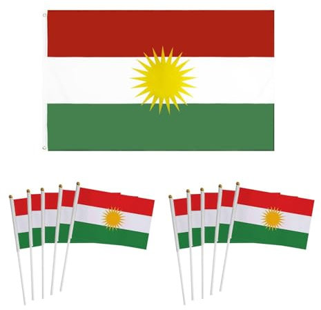 1 Pezzo Di Bandiera Del Kurleistan, 10 Pezzi Di Mini Bandiere Sventolanti A Mano, Grande Bandiera Nazionale, Asta Con Fori, Decorazione Per Feste Con Tifosi, Stamina, Bandiera Del Tifo