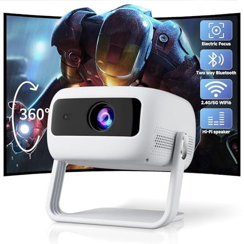 [360°Adjustable Stand] Mini Projector with WiFi and Bluetooth: Electric Focus & Auto Keystone 1080p Supported, 15000L,Phone Projector - 2025 Upgraded Visulapex Portable Home Theater