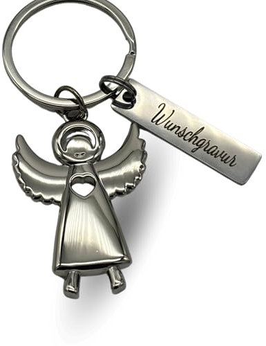 Schlüsselanhänger Gravur Glücksbringer Schutzengel Lasergravur Personalisierbar Wunschtext (Schutzengel)