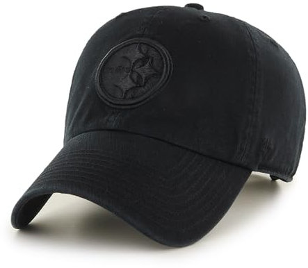 '47 NFL Pittsburgh Steelers Clean Up Unisex-Baseballkappe, Verstellbarer Riemenverschluss, Einheitsgröße, Team Logo, Farbe Schwarz