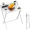DOMSHOCT Small Folding Computer Desk with Storage Bag & Monitor Shelf, 60 * 40cm Home Office Foldable Table, Portable Writing Study Workstation, White