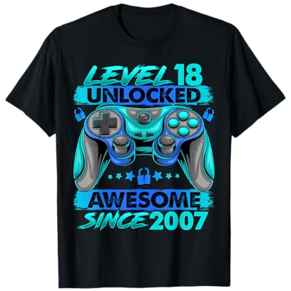 Level 18 Unlocked 18 Year Old Gifts Boys 18th Birthday Boy T-Shirt