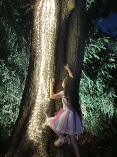 hellum Lichterkette 700 LED warmweiß für außen, Lichterkette Draht 700 LED 1,70m mit 140 blinkenden LED, Lichterkette außen warmweiß 20 Stränge, Zuleitung 5m Kabel transparent mit Trafo 152838