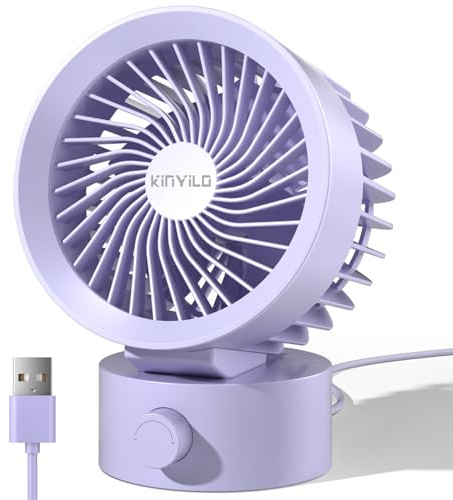 KinYiLO Ventilador de escritorio USB pequeño, silencioso, velocidad continua, mini ventiladores para el hogar, oficina, dormitorio, escritorio, refrigeración personal portátil, alimentación USB,morado