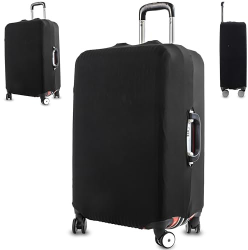Retoo Kofferhülle Elastisch 17-24 Zoll, Reise Kofferschutzhülle mit Band und Klettverschluss, Polyester, Einfarbig, Kofferschutz Wiederverwendbar, Reisekoffer Hülle, Gepäck Abdeckung, Schwarz