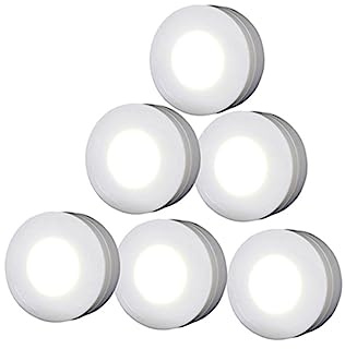 NUOBESTY Led Wireless Cabinet Lights Set Remote Control Adjustable Brightness 2-Piece Puck Lights for Kitchen Cupboard White Battery Operated