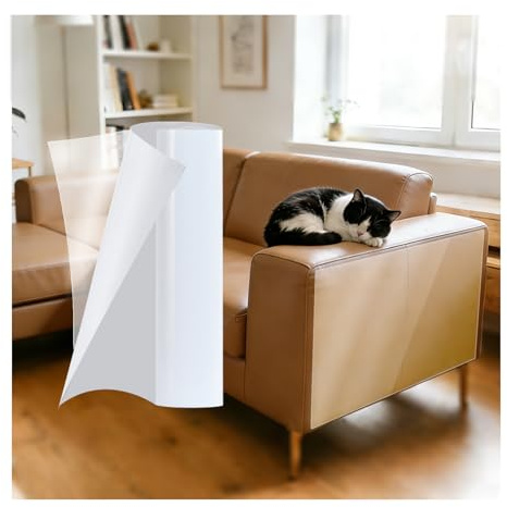 Kratzschutz Sofa Katze Transparent Selbstklebend Tape 5m x 45cm | SANLI TAPE Katzen Kratzschutz Selbstklebend Tape Extra Lang Flexibler Anti Kratz Folie für Möbel Couch Tür Wand