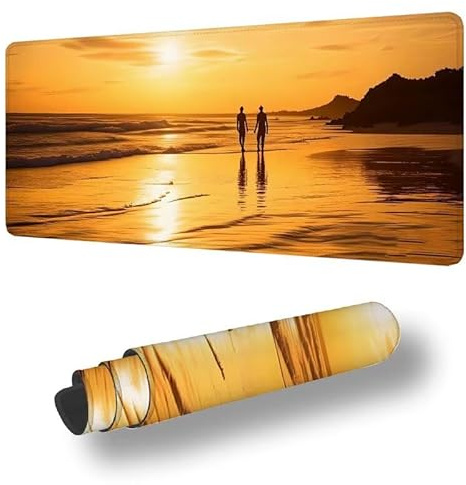 Tapis de Souris XXL 800 x 400 mm Grand Tapis de Souris Gamer PlageSous Main Bureau Bords Cousus Imperméable Antidérapant pour PC, Ordinateur Portable Améliore la Précision et la Vitesse, Couple S-460