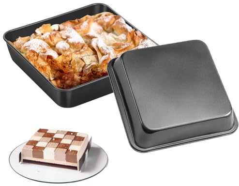 SoeUyd 2 Pezzi Teglia Forno Quadrata, Teglie da Forno Quadrate, Teglie Quadrati con Rivestimento Antiaderente, per Cuocere Dolci, Preparare Dolcetti Fatti in Casa Al Forno, Stampi per Brownie