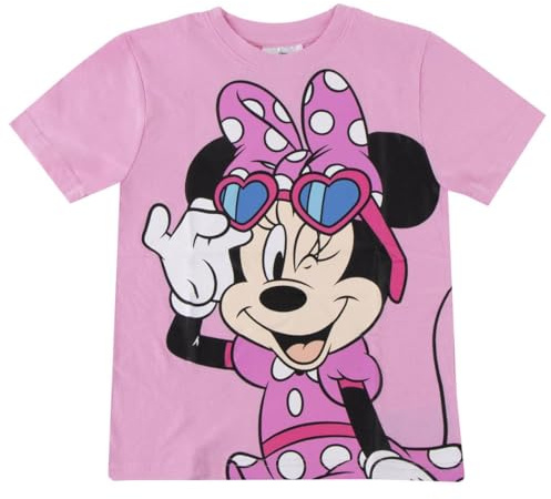 Disney Minnie Maus Mädchen T-Shirt Minnie Mouse, Daisy Duck, 100% Baumwolle, Baumwolle, bequem, Gr. 98-116, Sommer Outfit Kinder Bekleidung Cartoon