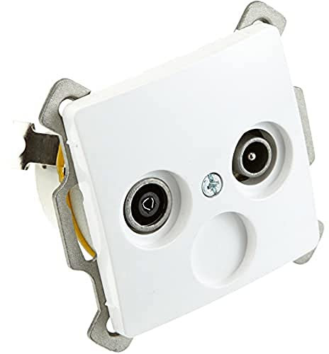 Kopp PARIS 2-fach Antennensteckdose - Arktis-Weiß - Hochwertige IP20 TV-Kabel-Steckdose - Stilvolle TV/RF Antennendose aus glänzendem Kunststoff - SAT-Dose für alle gängigen Antennensteckdosen