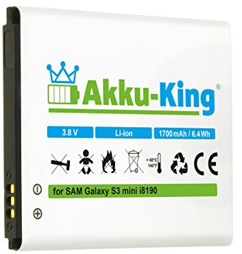Akku-King Akku kompatibel mit Samsung EB-425161LU - Li-Ion 1700mAh - für Galaxy S3 mini i8190, Ace 2, GT-I8160, i8190n, Duos S7562, S7580, Exhibit, Trend II