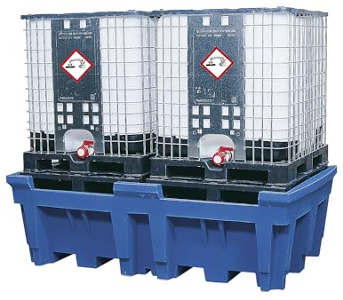kaiserkraft | PE-Auffangwanne für Tankcontainer IBC/KTC | Auffangvolumen 1000 l, für 2 Container, mit PE-Stellfläche